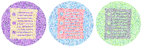 paper suit icon as presented by colorblindness test dots