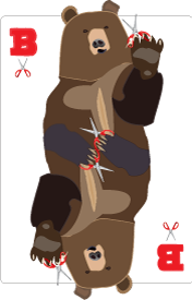 a silly bear who thinks he's the king of Scissors