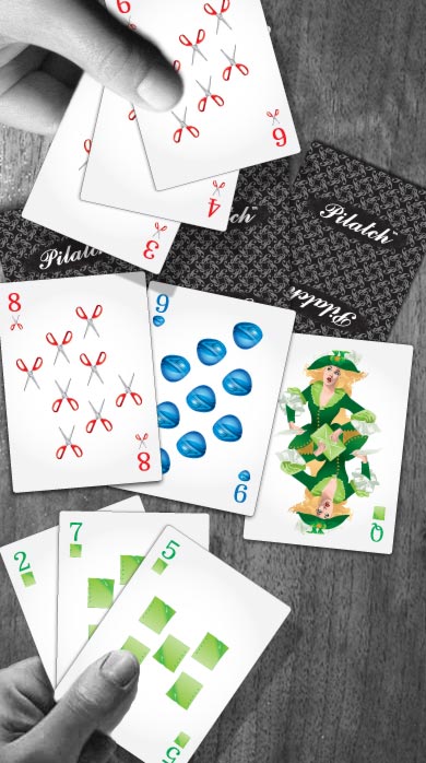 An example where two players each have a flush, but of different suits.